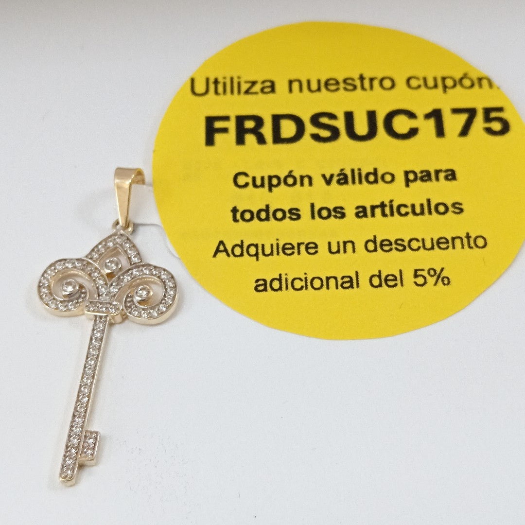 DIJE LLAVE C CIRCONIAS 14K 1.6 GR (NUEVO)