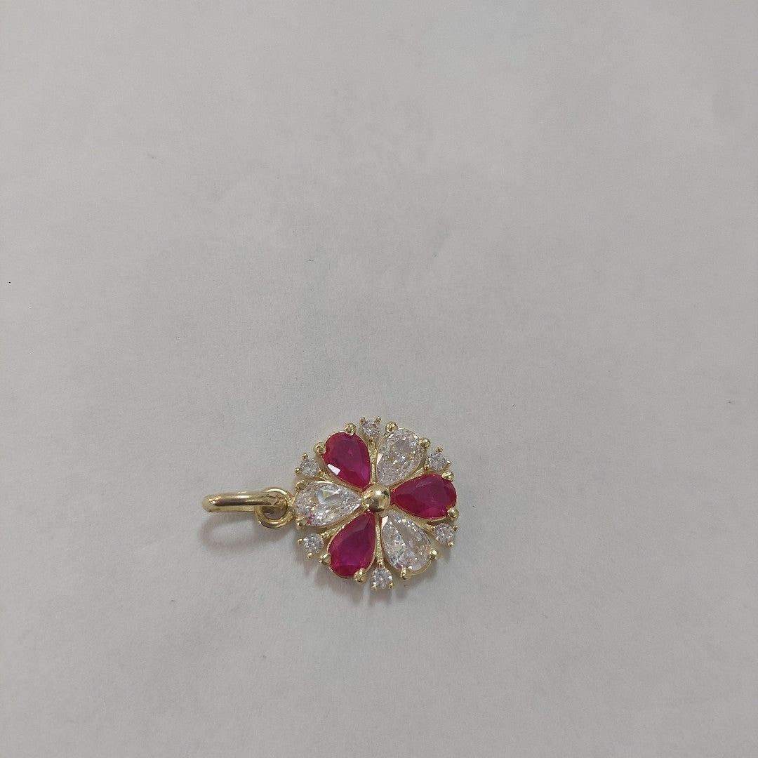 DIJE FLOR CIRCONIAS Y PIEDRAS DE COLOR 14K 2.5 GR (NUEVO)