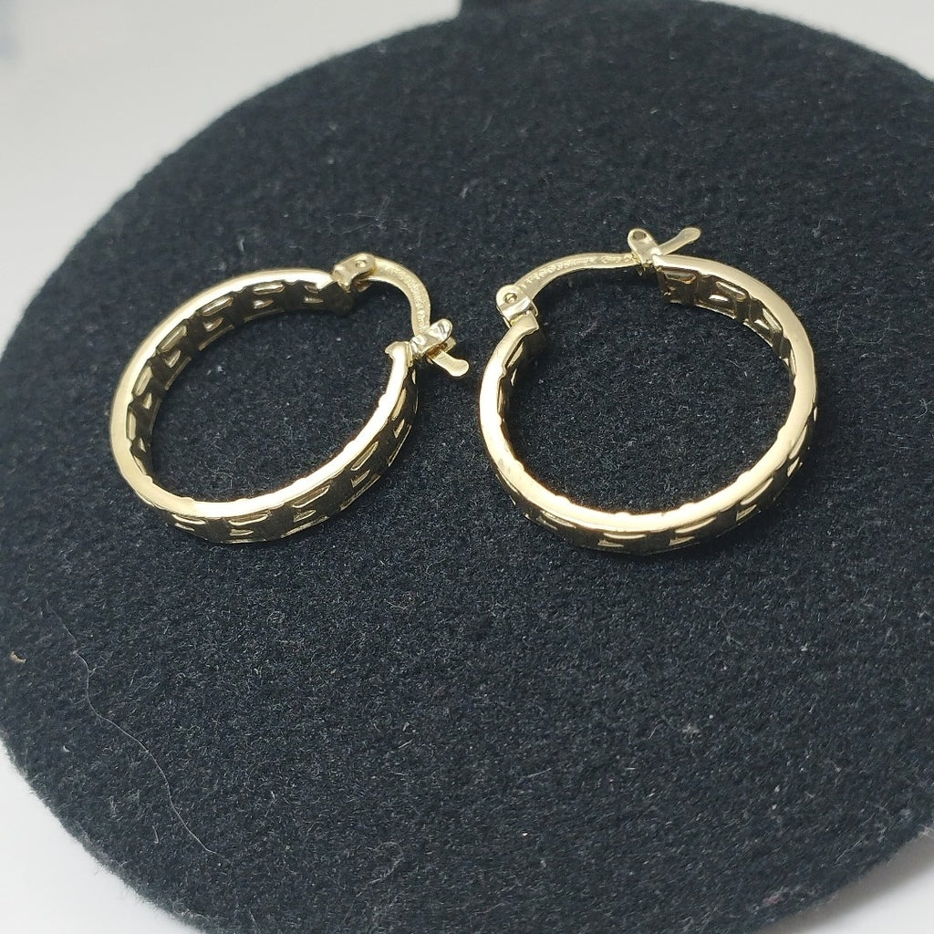 ARETES TEJIDO ARRACADAS TIPO GRECAS 14K 2 GR (NUEVO)