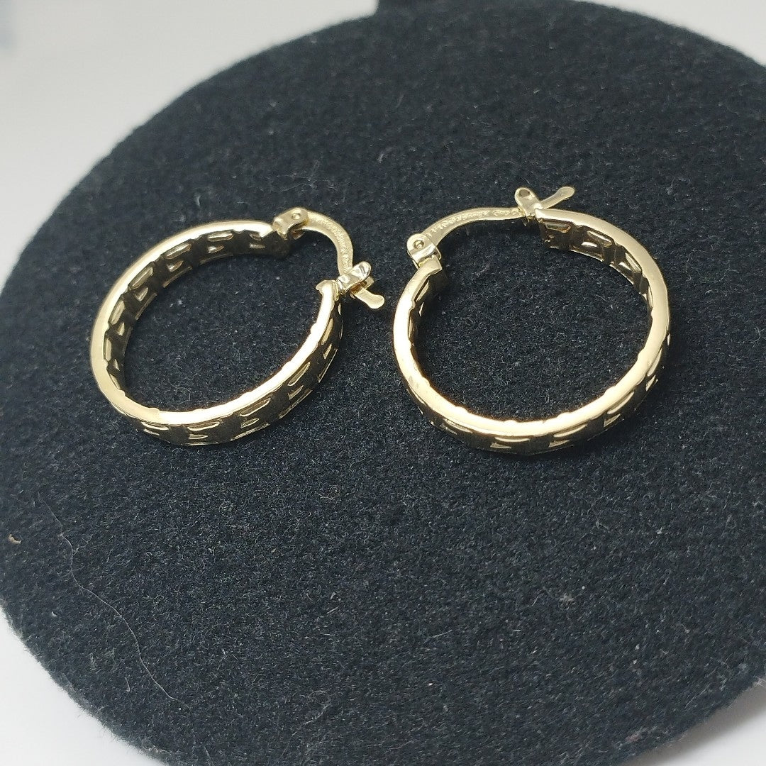 ARETES TEJIDO ARRACADAS TIPO GRECAS 14K 2 GR (NUEVO)