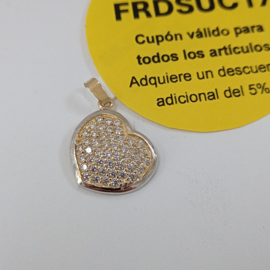 DIJE CORAZON CON CIRCONIAS 14K 1.8 GR (NUEVO)