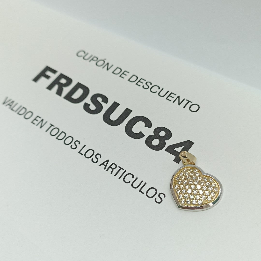 DIJE CORAZON CON CIRCONIAS 14K 1.8 GR (NUEVO)