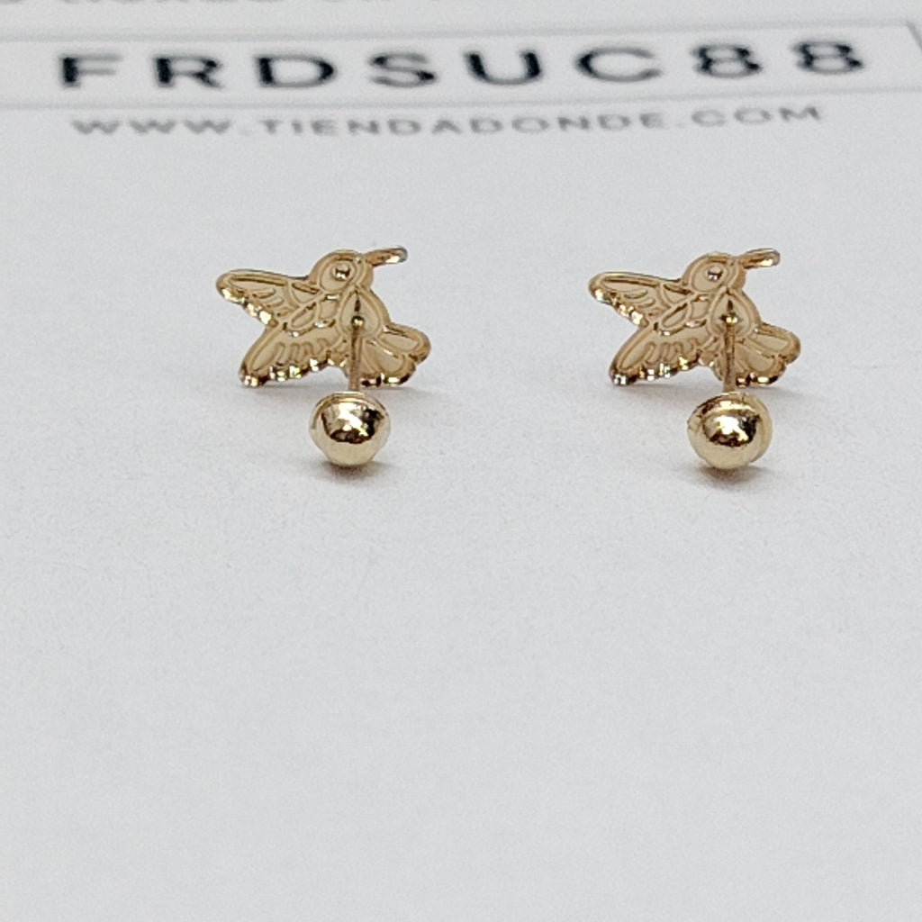 BROQUELES BROQUEL FIG COLIBRI ESMALTE ROSA 14K 0.2138 GR (NUEVO)