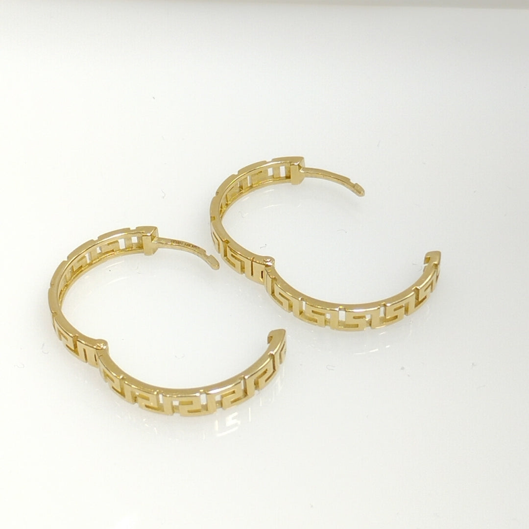 ARETES ARRACADA C GRECAS 14K 4.9 GR (NUEVO)