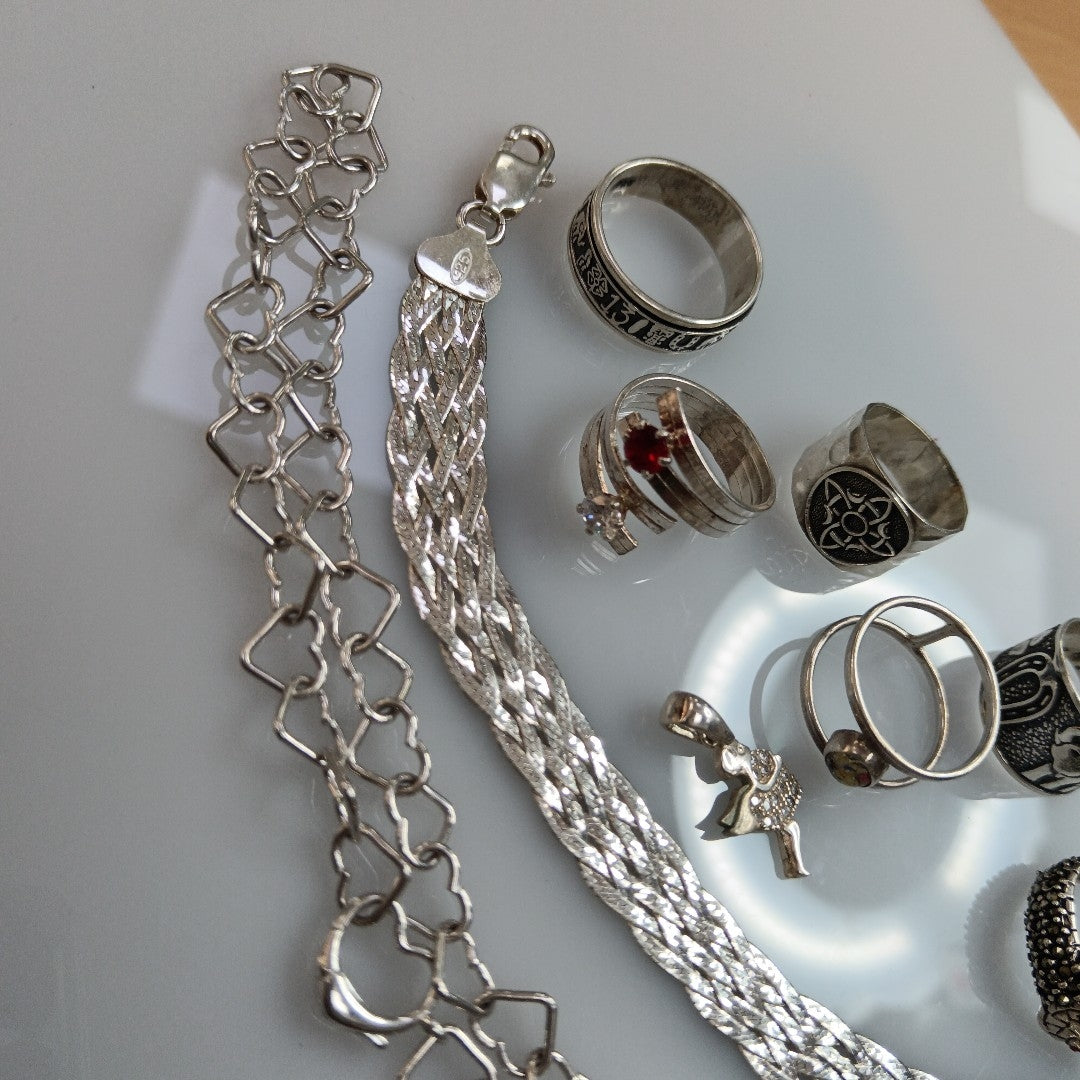 ANILLITO, CADENA, DIJE PLATA 54.3 GRMS (SEMINUEVO)