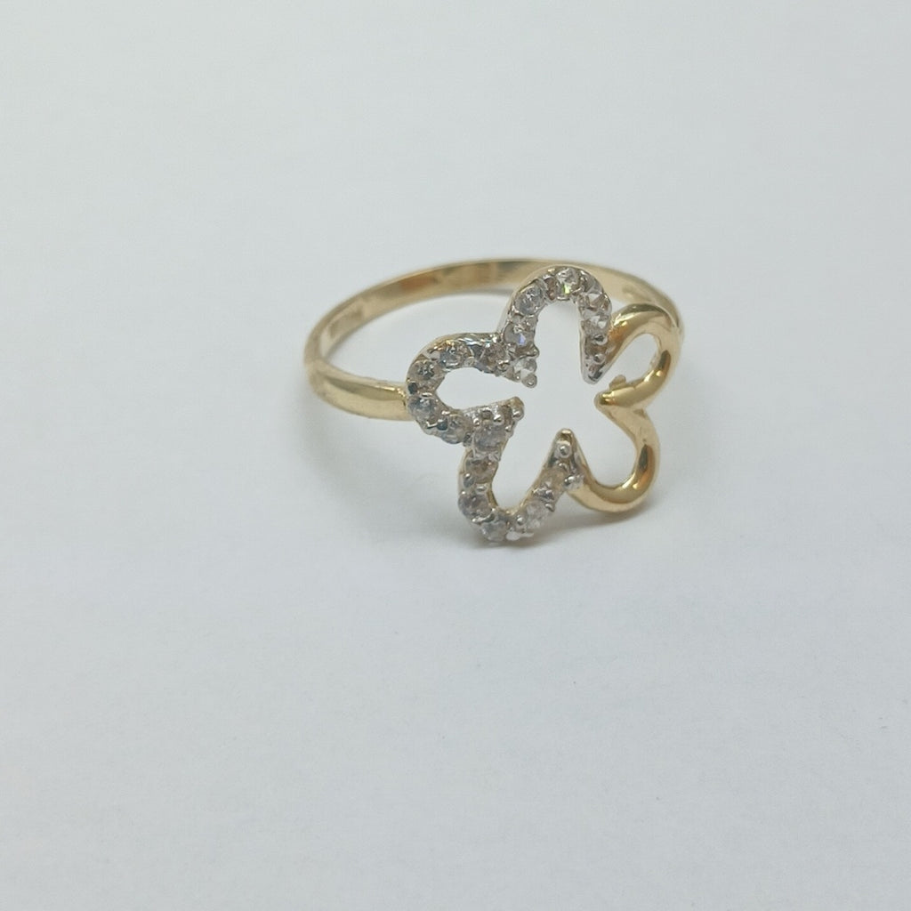 ANILLOS FIG FLOR C CIRCONIAS 14K TALLA 8 1.6 GR (NUEVO)
