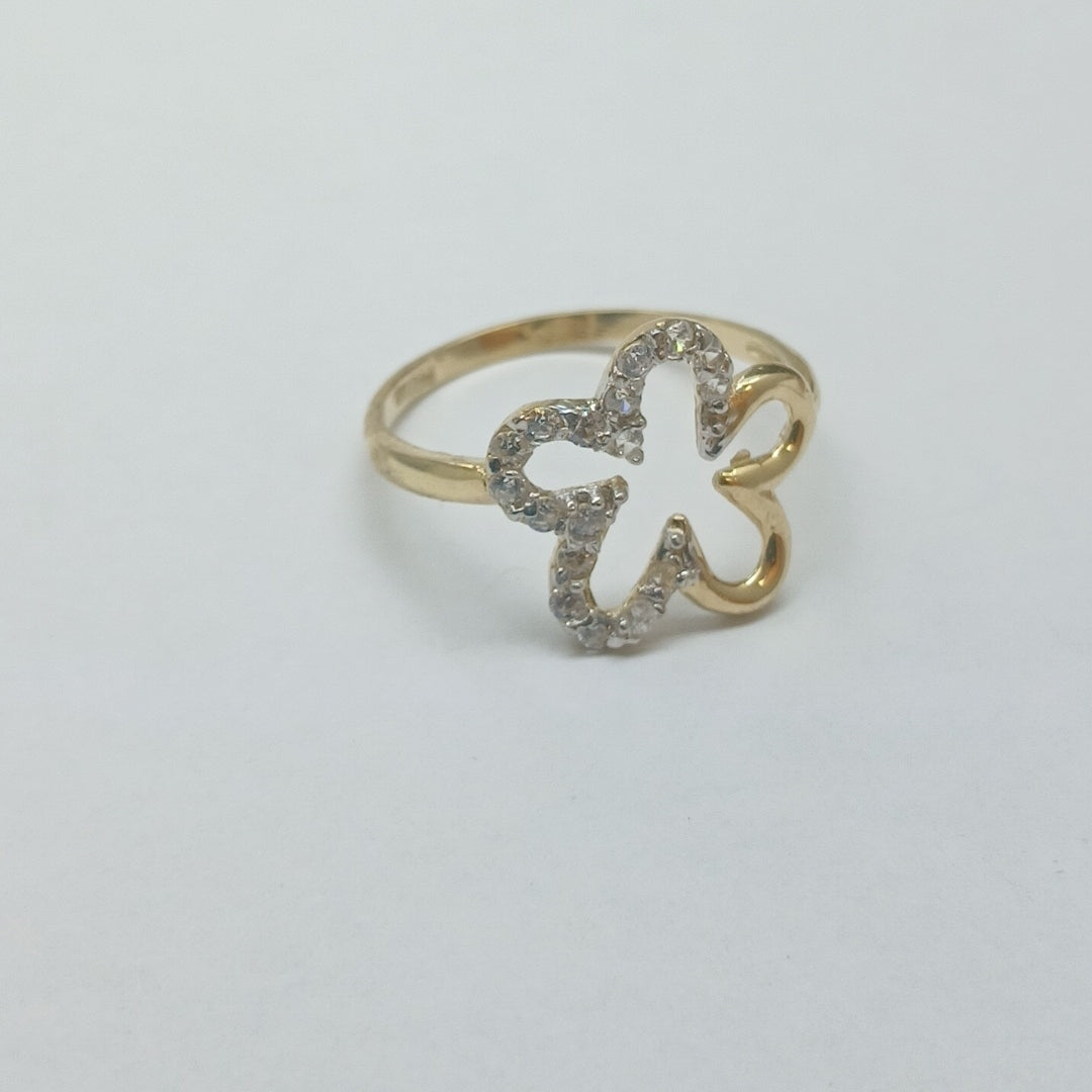 ANILLOS FIG FLOR C CIRCONIAS 14K TALLA 8 1.6 GR (NUEVO)
