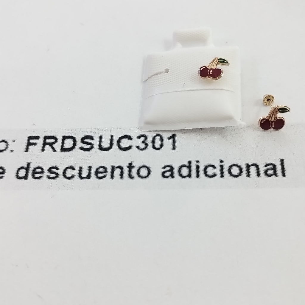 BROQUELES BROQUE FIG CEREZA C ESMALTE 14K 0.2203 GR (NUEVO)