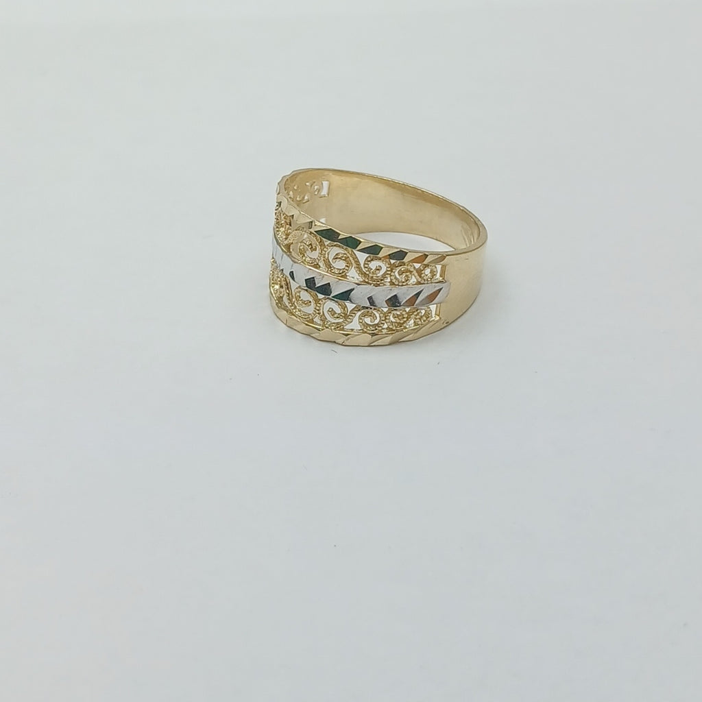 ANILLOS TIPO FILIGRANA COMBINADO 14K TALLA 7 2.8 GR (NUEVO)