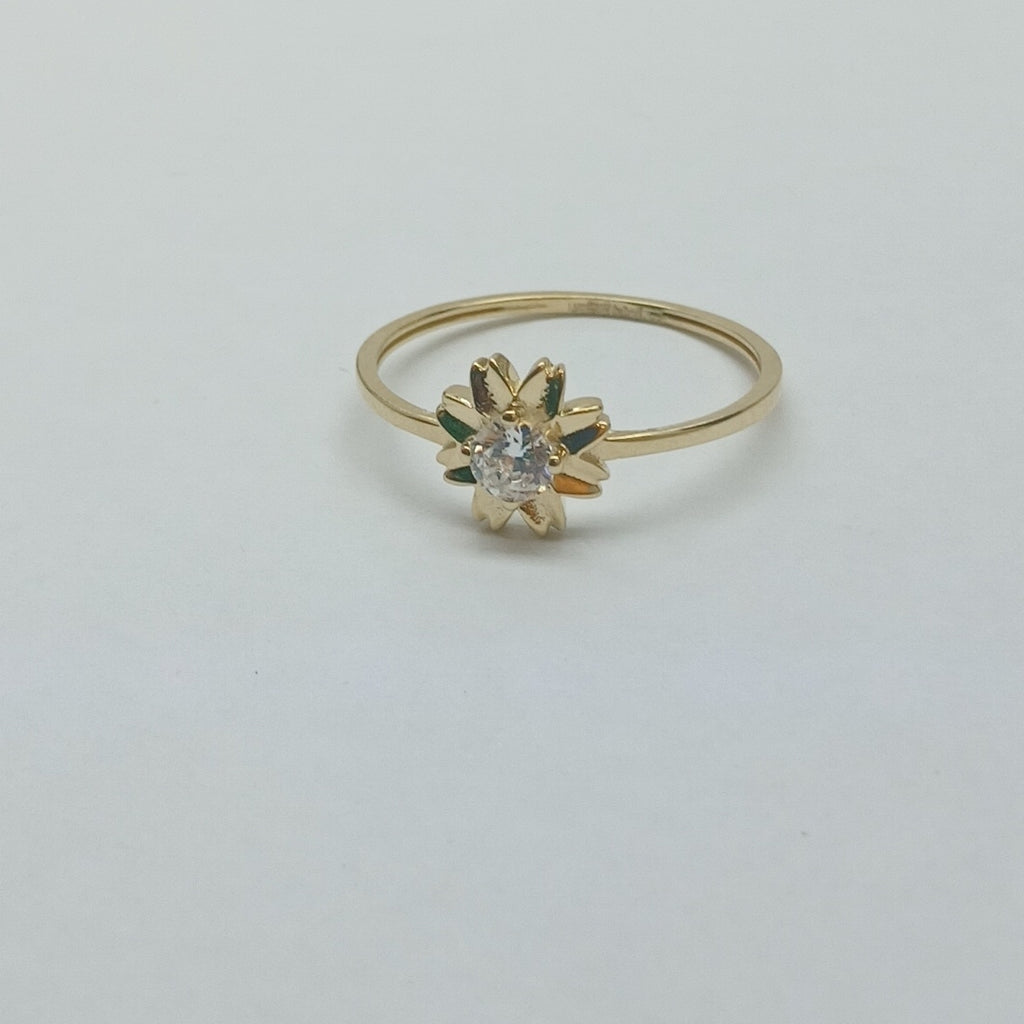 ANILLOS FIG FLOR CON CIRCONIAS 14K TALLA 7 1 GR (NUEVO)