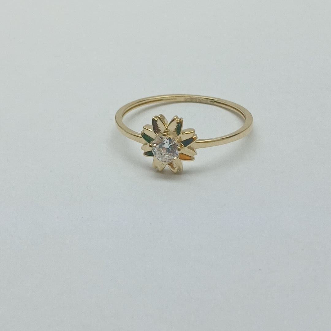 ANILLOS FIG FLOR CON CIRCONIAS 14K TALLA 7 1 GR (NUEVO)
