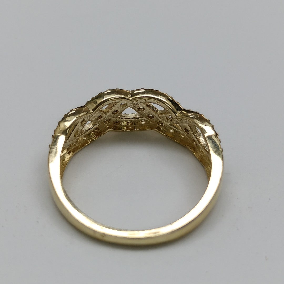 ANILLOS TRENZADO CON CIRCONIAS 14K TALLA 7 2.4 GR (NUEVO)
