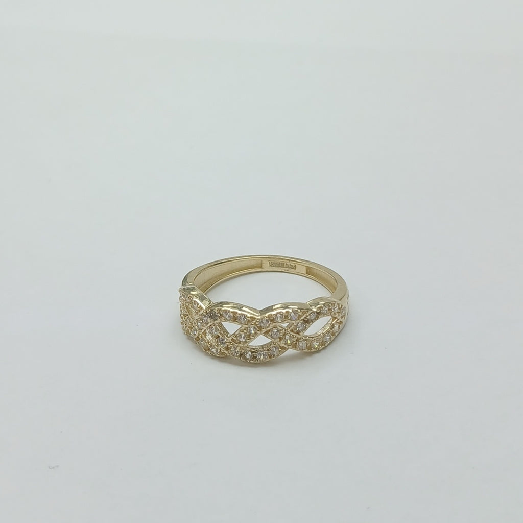 ANILLOS TRENZADO CON CIRCONIAS 14K TALLA 7 2.4 GR (NUEVO)