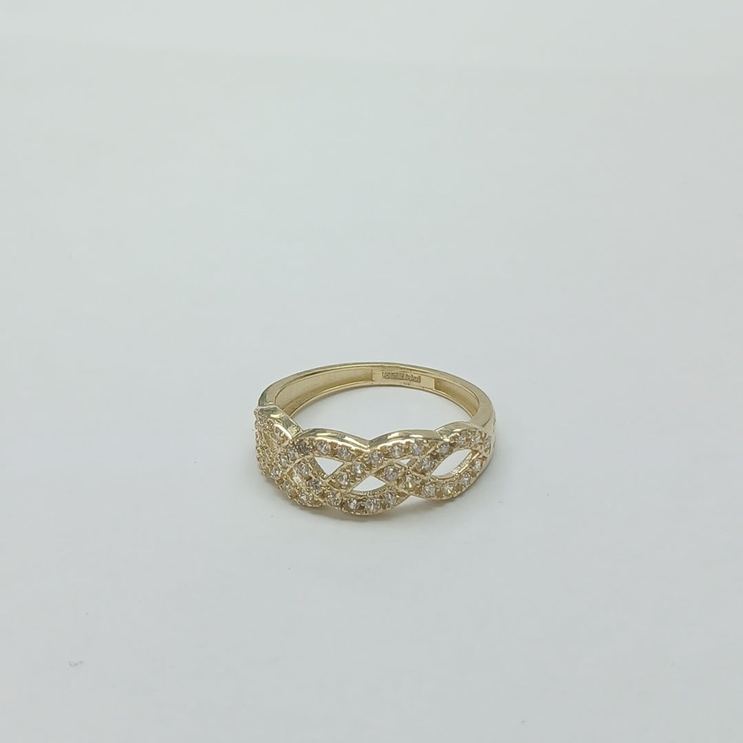ANILLOS TRENZADO CON CIRCONIAS 14K TALLA 7 2.4 GR (NUEVO)