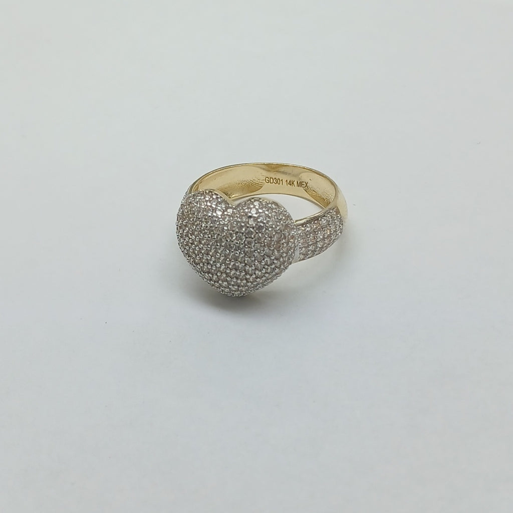 ANILLO ANILLITO CORAZON C CIRCONIAS 14K 7 TALLA 4.8 GR (NUEVO)
