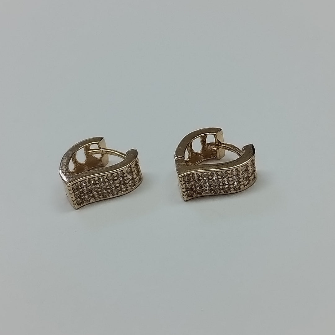 ARETES ARRACADAS CORAZON C CIRCONIAS 14K 2.1 GR (NUEVO)