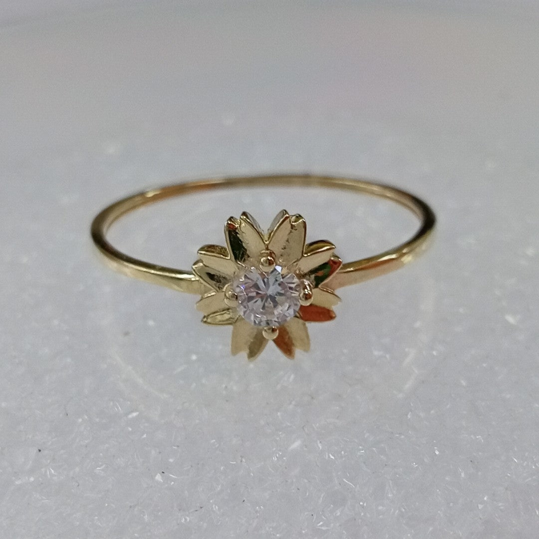 ANILLOS FLOR Y CIRCONIA 14K TALLA 8 0.9 GR (NUEVO)