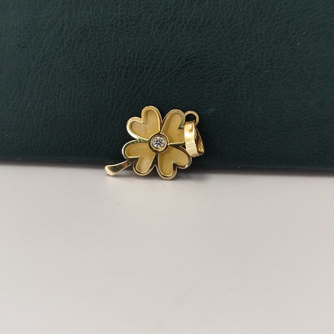 DIJE FIG TREBOL C CIRCONIA 14K 0.8 GR (NUEVO)