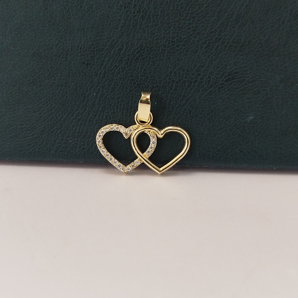DIJE TEJIDO DOS CORAZONES CON CIRCONIAS 14K 1.5 GR (NUEVO)