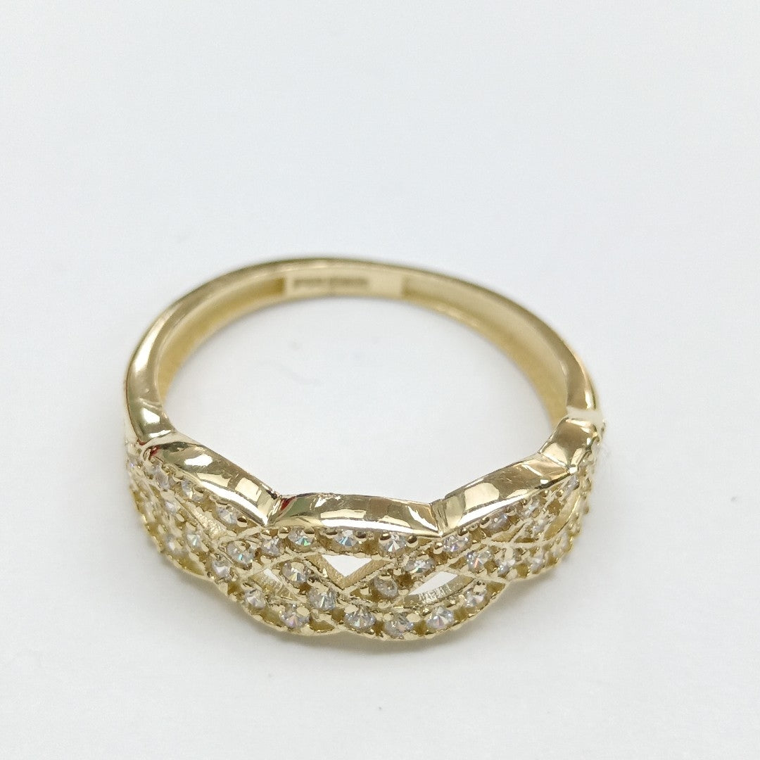 ANILLOS TRENZADO CON CIRCONIAS 14K TALLA 7 2.3 GR (NUEVO)