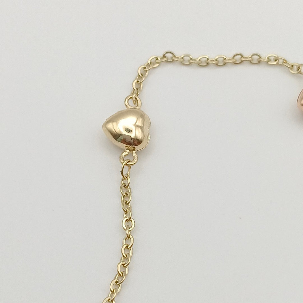 PULSERA ESP CON CORAZONES COMBINADOS 14K 18 CM 1.6 GR (NUEVO)