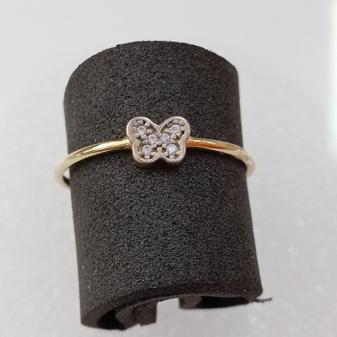 ANILLO ANILLITO MARIPOSA C CIRCONIAS 14K 8 TALLA 1 GR (NUEVO)