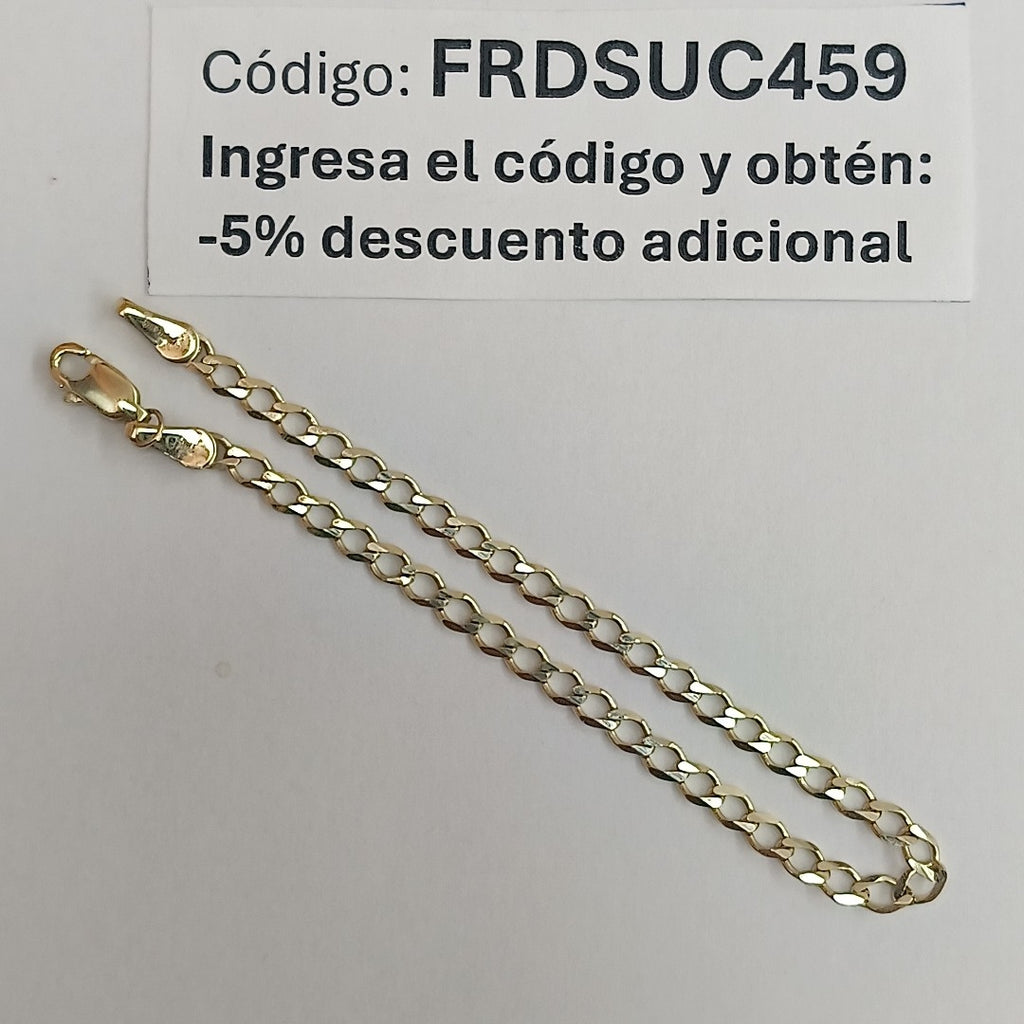 PULSERA TEJIDO BARBADA 14K 18 CM 3.5 GR (NUEVO)