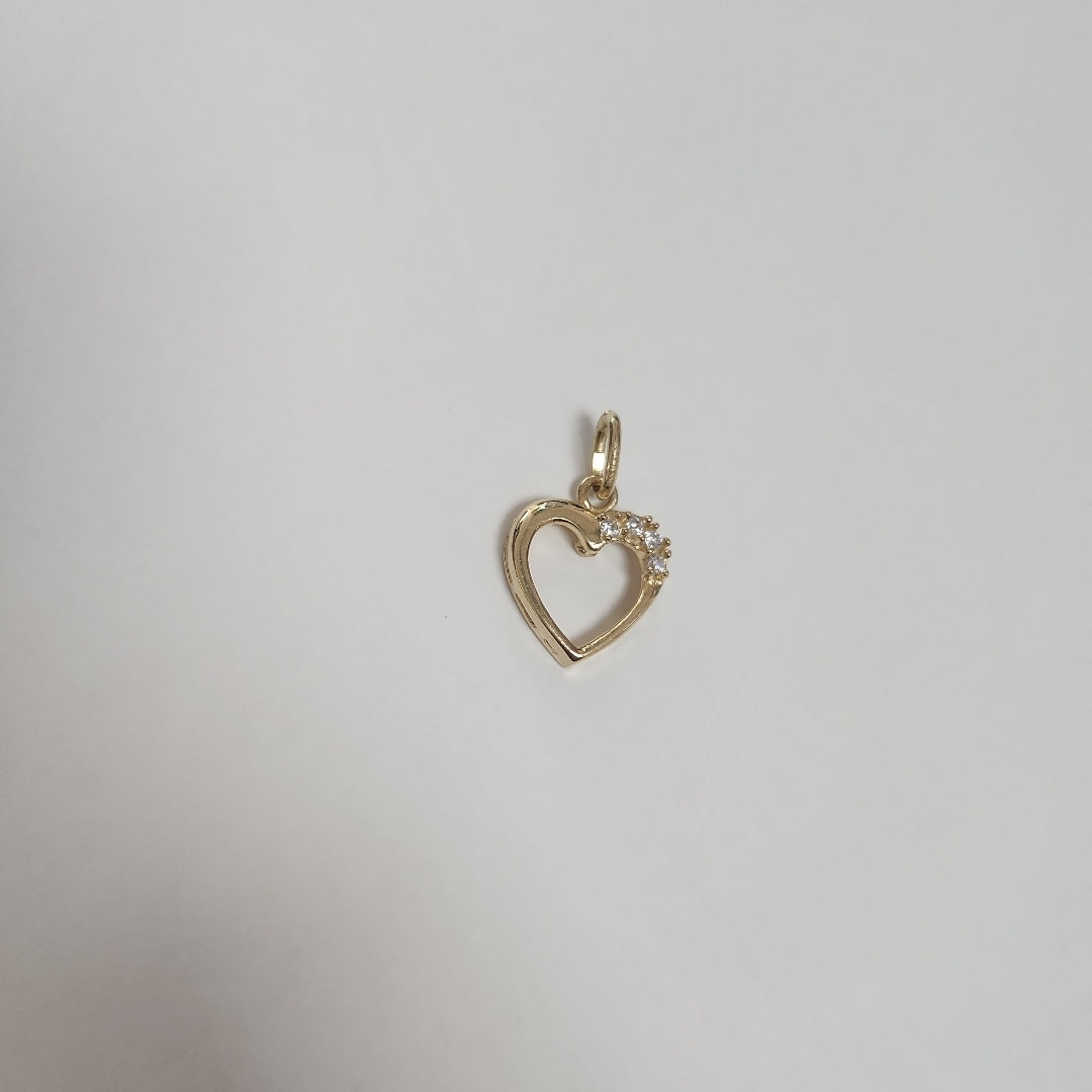 DIJE CORAZON CON CIRCONIAS 14K 1.4 GR (NUEVO)
