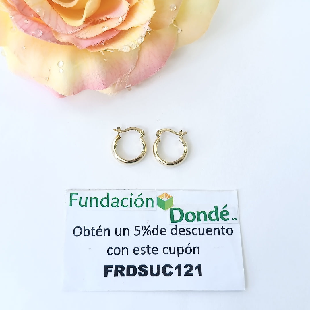 ARETES TEJIDO ARRACADAS LISAS 14K 2.1 GR (NUEVO)