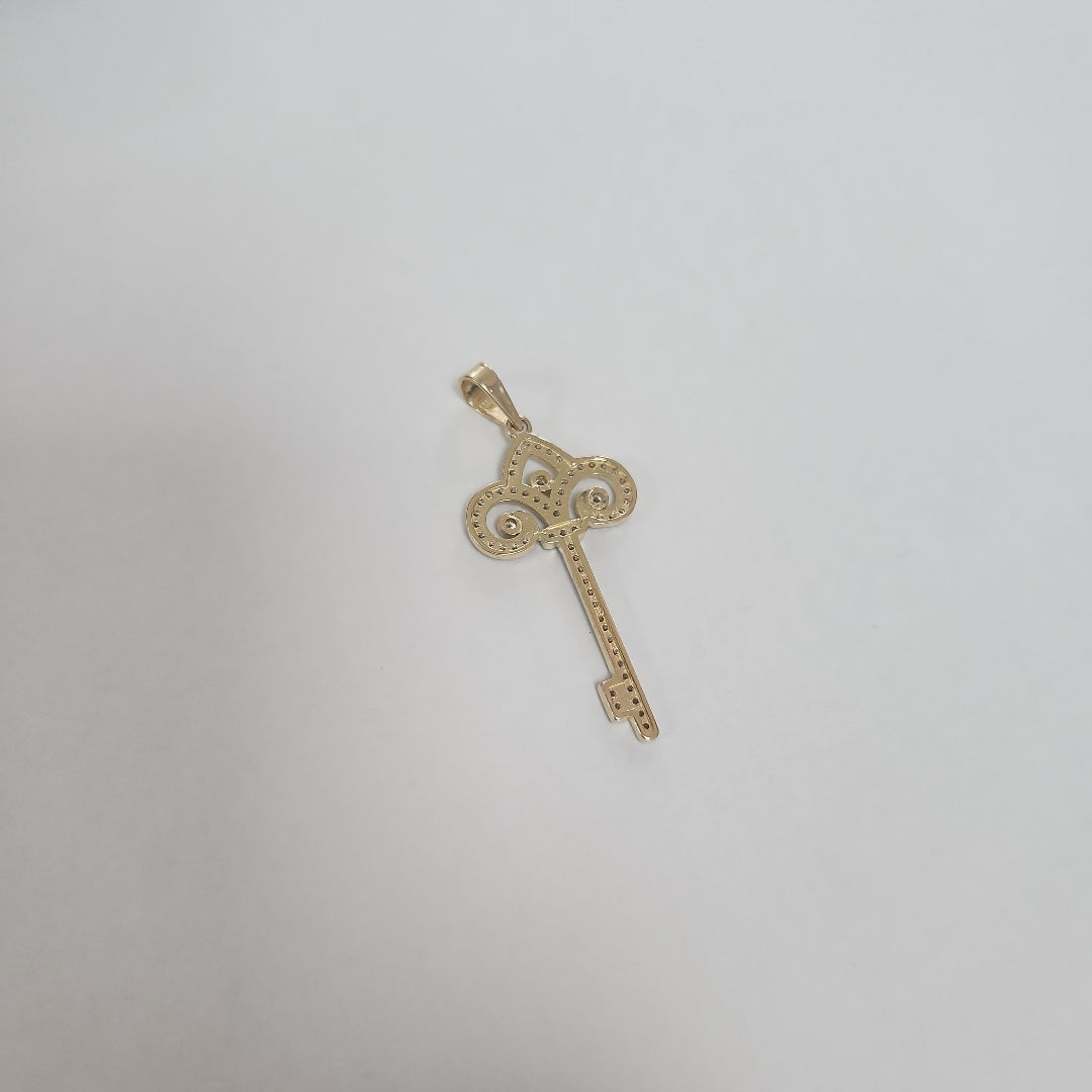 DIJE LLAVE C CIRCONIAS 14K 1.6 GR (NUEVO)