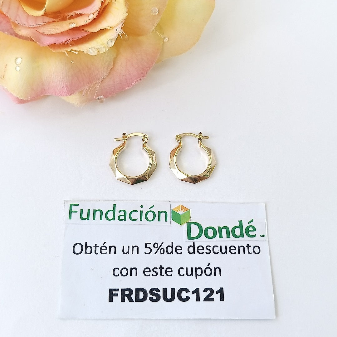 ARETES TEJIDO ARRACADAS FACETADAS 14K 1.8 GR (NUEVO)