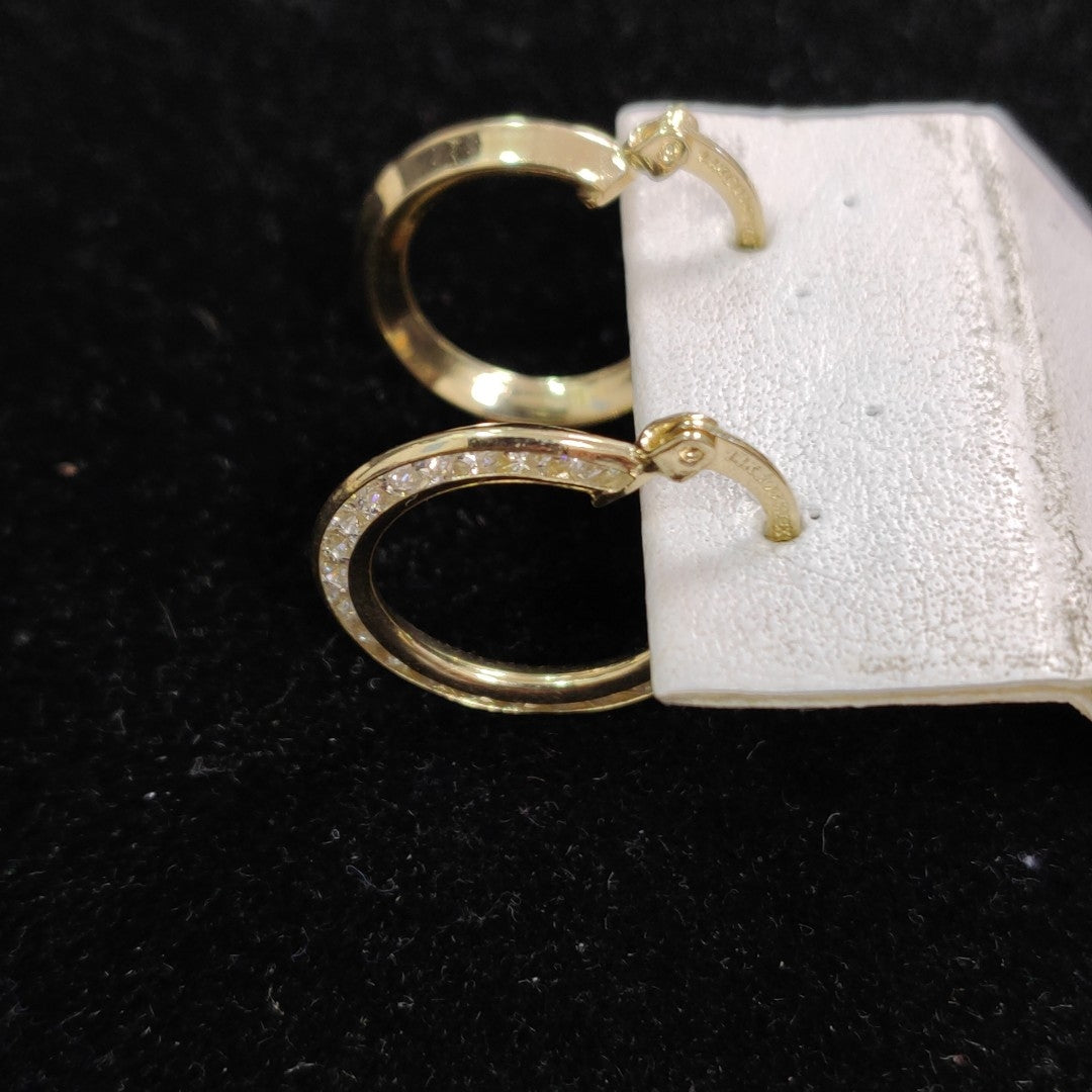 ARETES ARRACADAS CON CIRCONIAS 14K 2.4 GR (NUEVO)