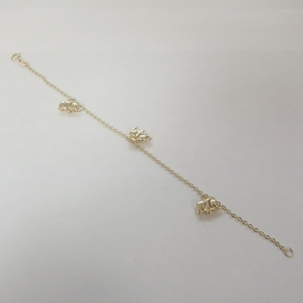 PULSERA ESPECIAL CON DIJES ELEFANTES 10K 18 CM 2.2 GR (NUEVO)