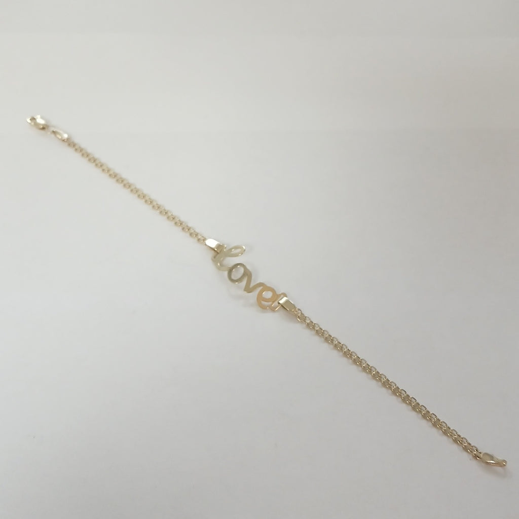 PULSERA ESCLAVA GRABADA LOVE 10K 18 CM 2.7 GR (NUEVO)