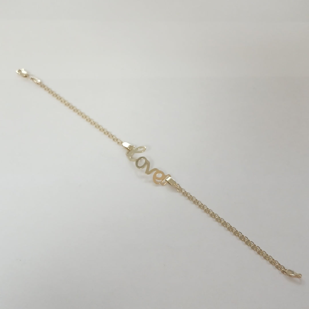 PULSERA ESCLAVA GRABADA LOVE 10K 18 CM 2.7 GR (NUEVO)