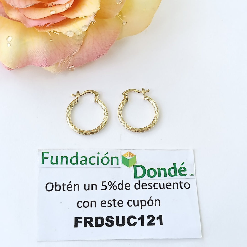 ARETES ARRACADAS LABRADAS 14K 2 GR (NUEVO)