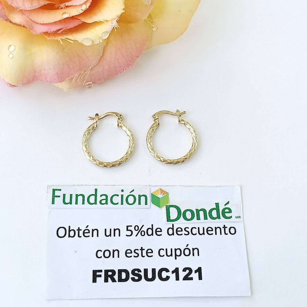 ARETES ARRACADAS LABRADAS 14K 2 GR (NUEVO)