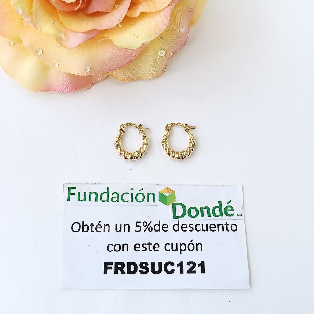 ARETES ARRACADAS TZL HUECAS 14K 1.5 GR (NUEVO)