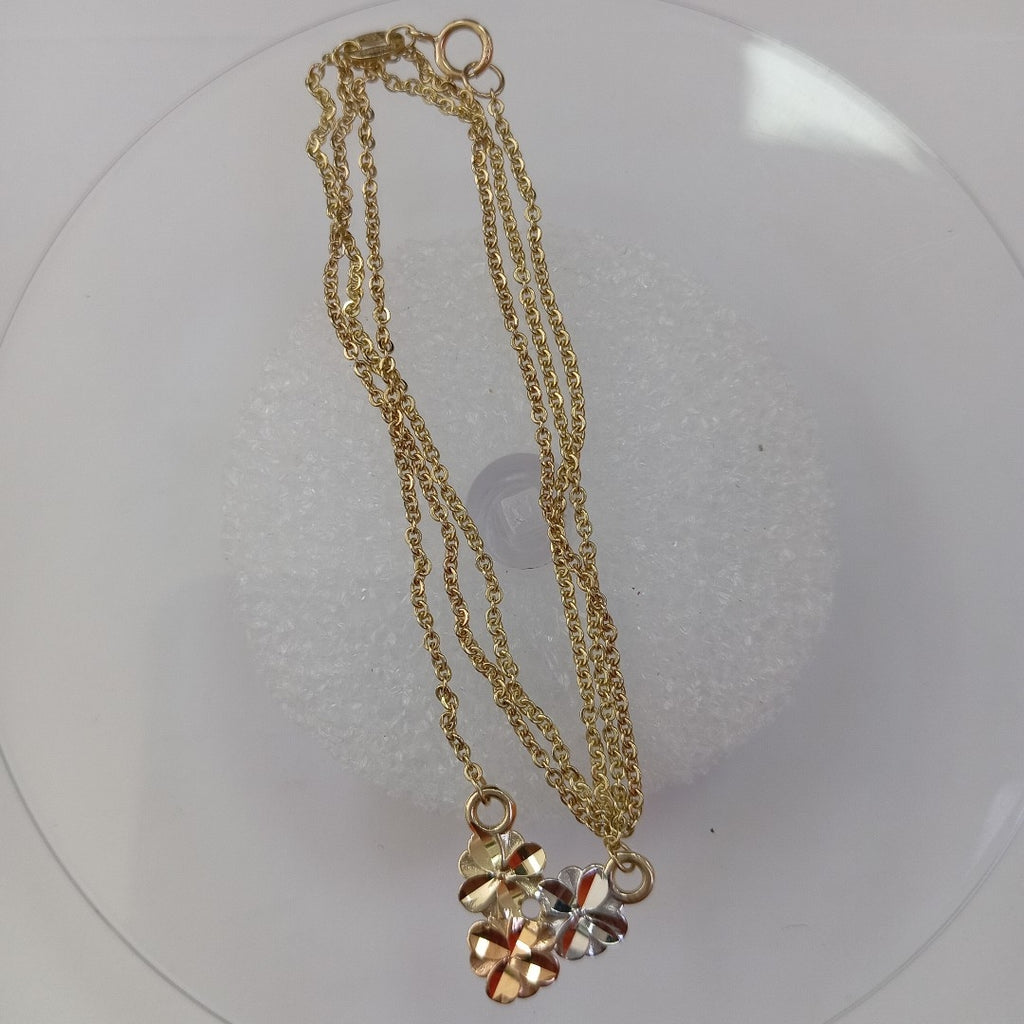 CADENA TEJIDO GARGANTILLA ESPECIAL C FLORES 14K 45 CM 2.9 GR (NUEVO)