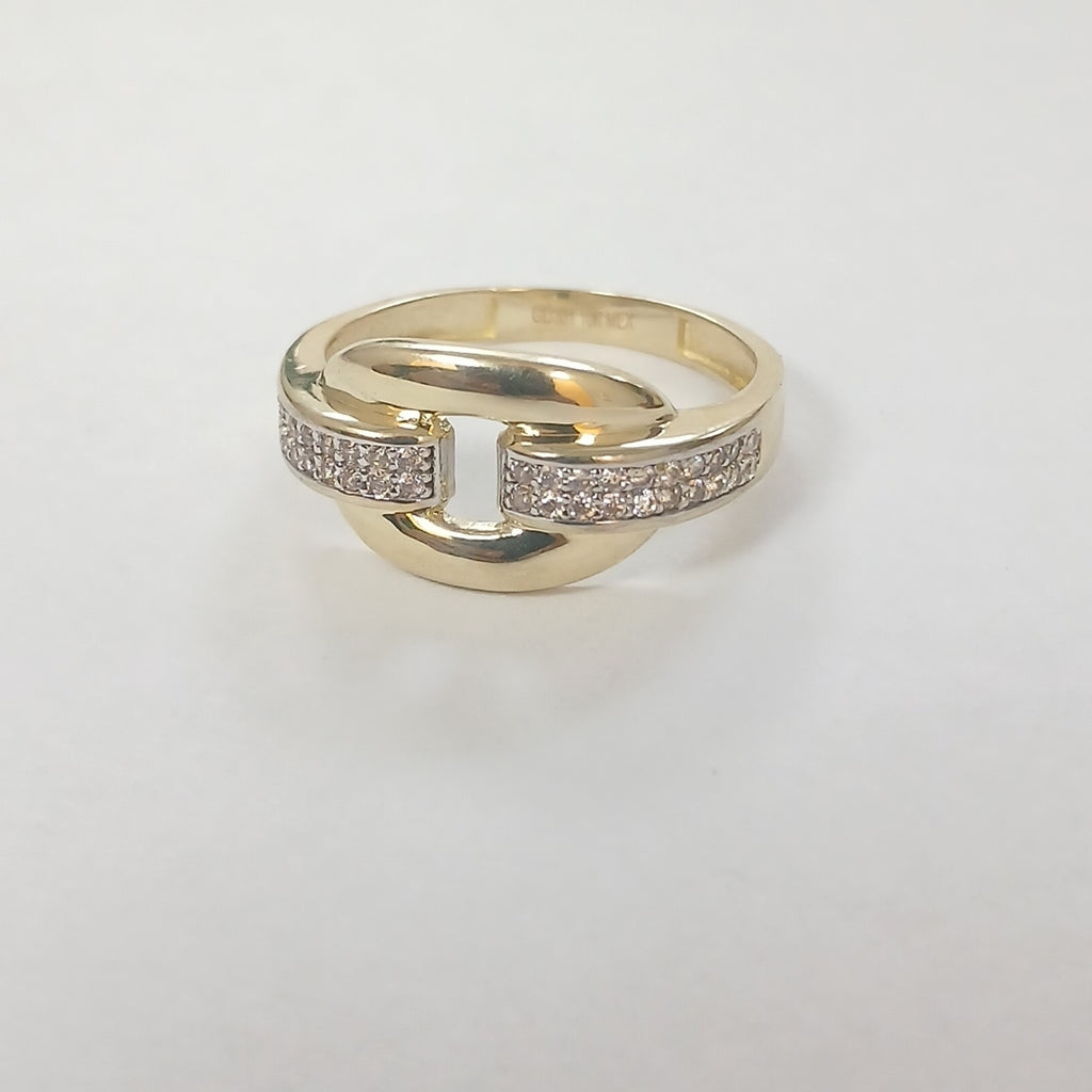 ANILLO ANILLITO C CIRCONIAS 10K 8.5 TALLA 2.6 GR (NUEVO)