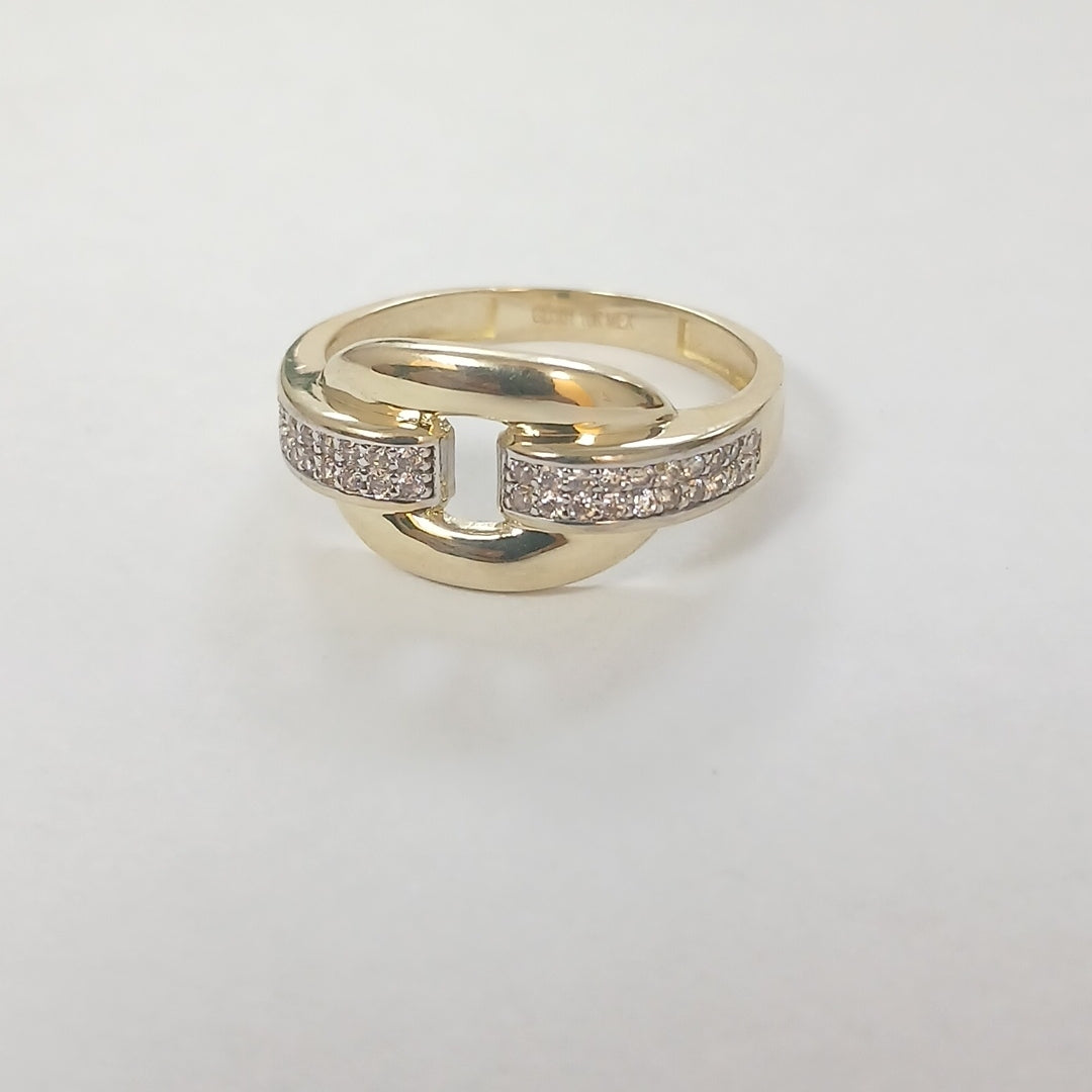 ANILLO ANILLITO C CIRCONIAS 10K 8.5 TALLA 2.6 GR (NUEVO)