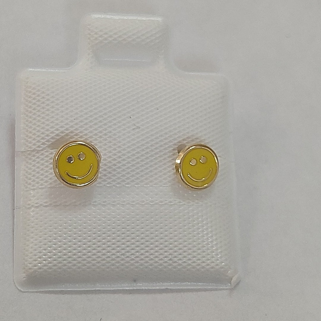 BROQUELES BROQUEL FIG SONRISA ESMALTE AMARILLO 14K 0.2074 GR (NUEVO)