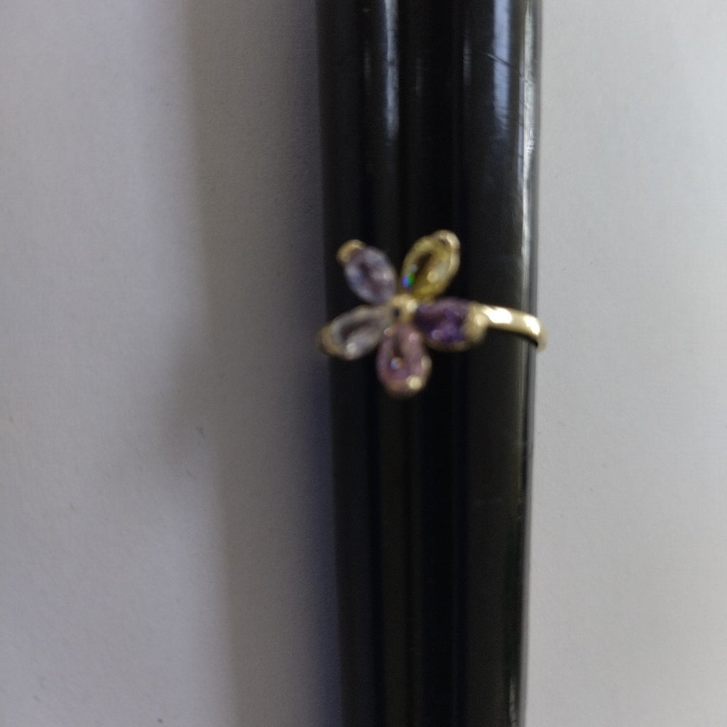 ANILLOS FLOR CON PIEDRAS DE COLOR 14K TALLA 7 1.4 GR (NUEVO)