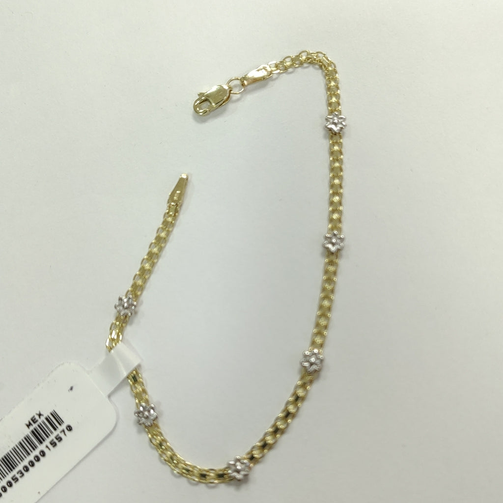 PULSERA ESPECIAL C FLORES 14K 18 CM 3 GR (NUEVO)