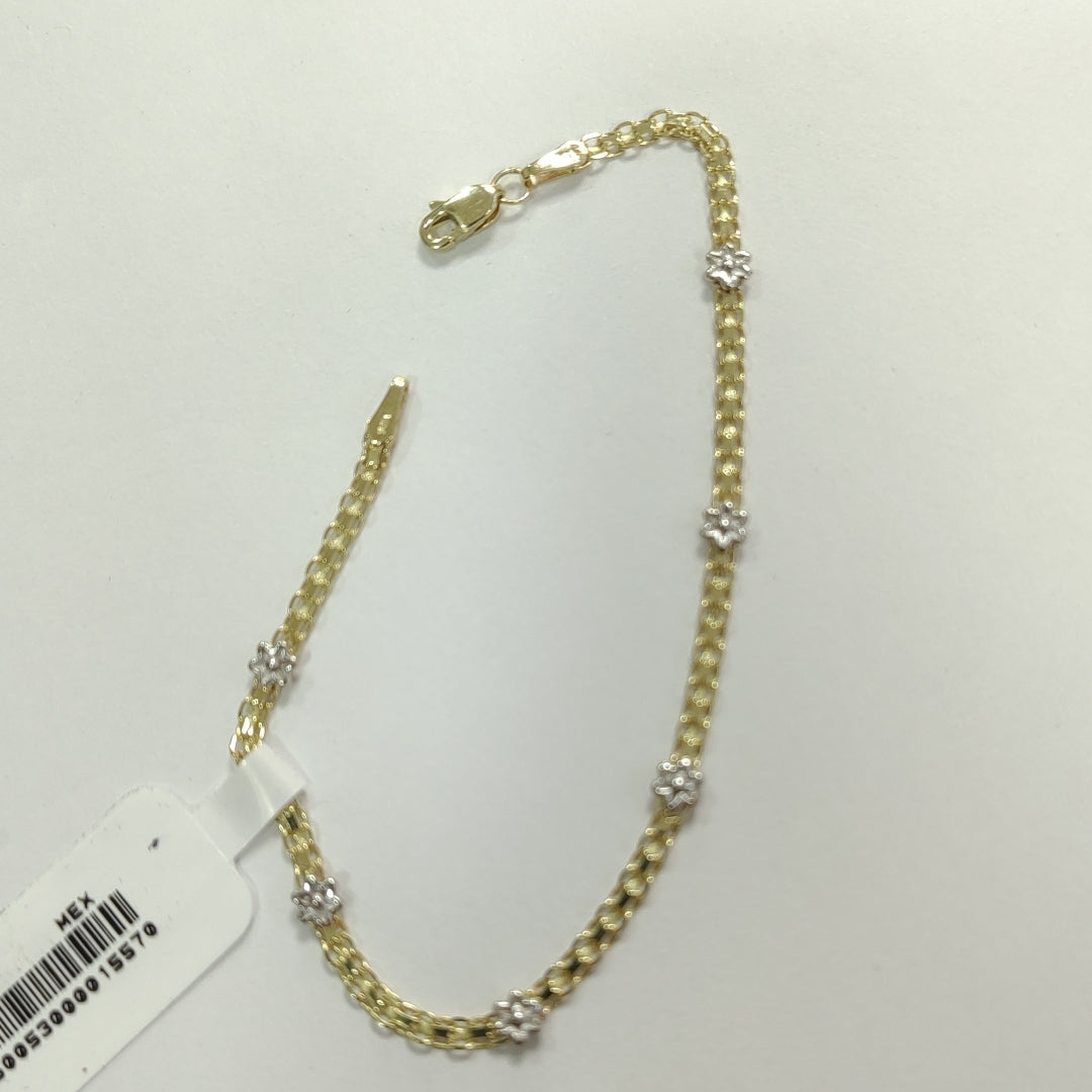 PULSERA ESPECIAL C FLORES 14K 18 CM 3 GR (NUEVO)