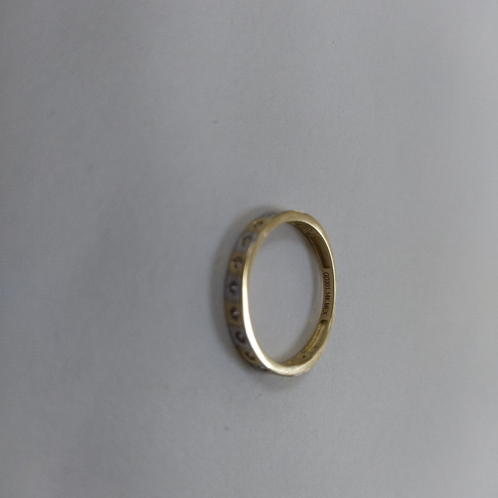ANILLO ANILLITO C CIRCONIAS COMBINADO 14K 8 TALLA 2.1 GR (NUEVO)