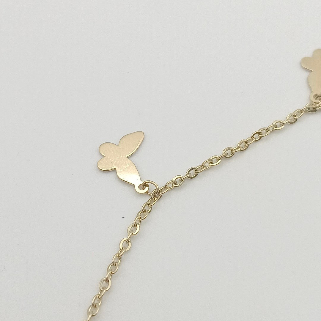 PULSERA ESPECIAL CON MARIPOSAS 14K 18 CM 2 GR (NUEVO)