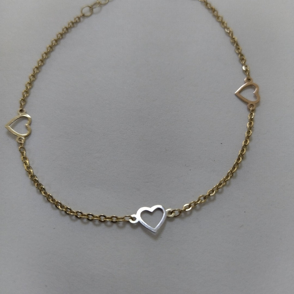 PULSERA ESPECIAL CON CORAZONES 10K 18 CM 1.2 GR (NUEVO)