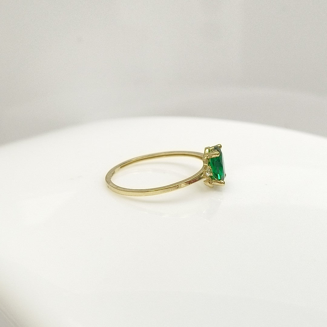 ANILLOS CON CIRCONIAS Y PIEDRA DE COLOR VERDE 14K TALLA 9 1.1 GR (NUEVO)