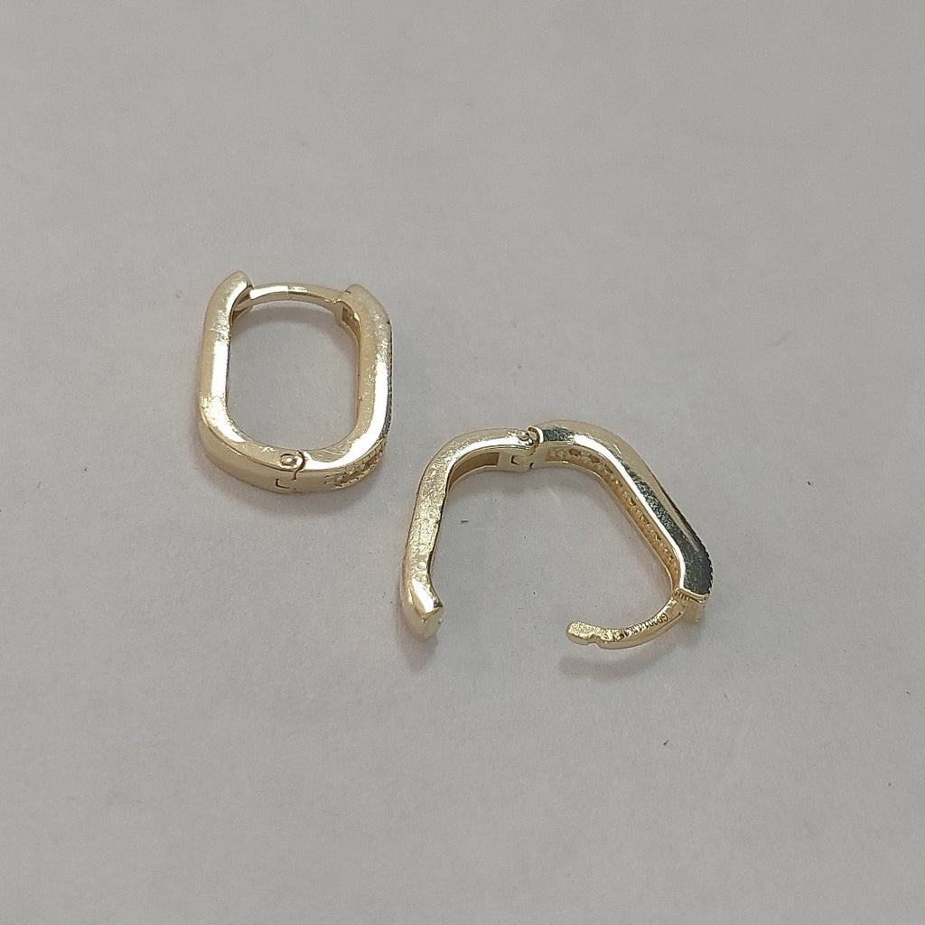 ARETES HUGGIES OVALADA C CIRCONIAS 14K 2.3 GR (NUEVO)